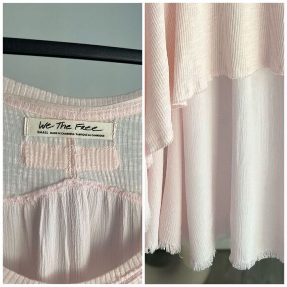 NWT We The Free People Long Sleeve Boho Oversized Top Small Pink - Picture 2 of 3